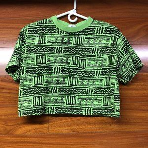 Vintage 80's Women's Crop Top &company Size Medium Neon Green Shoulder Pads